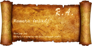 Remete Anikó névjegykártya
