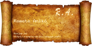 Remete Anikó névjegykártya